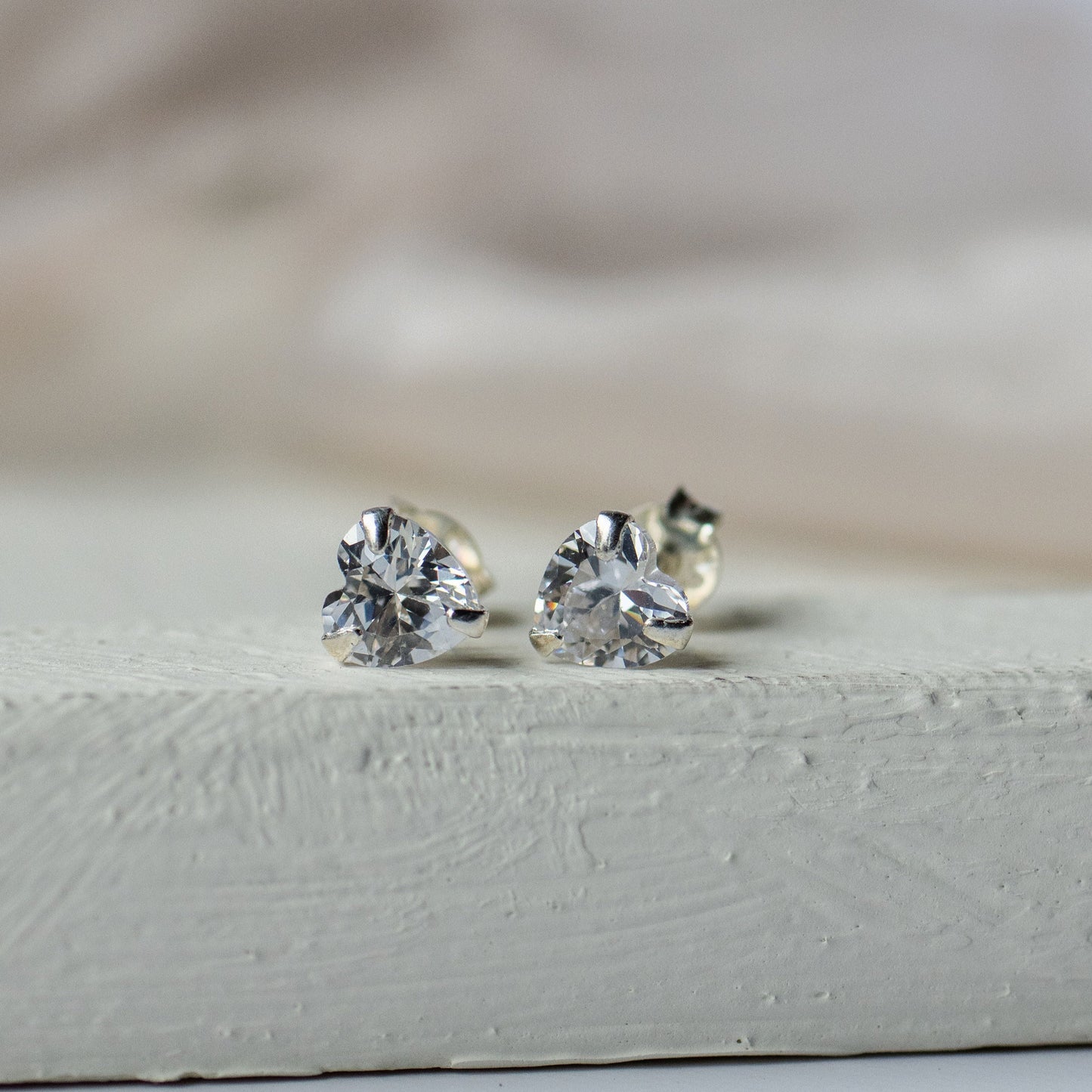 Amour Heart CZ Stud Earrings
