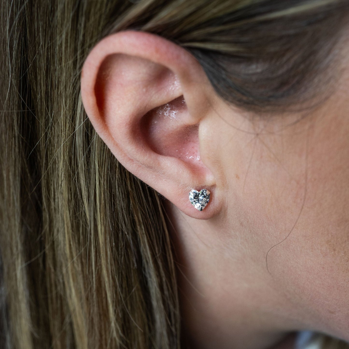 Amour Heart CZ Stud Earrings