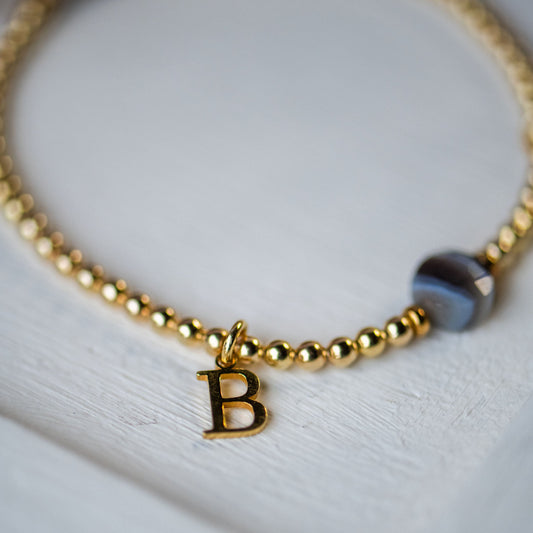 Quincey Initial Charm Bracelet in Gold Vermeil