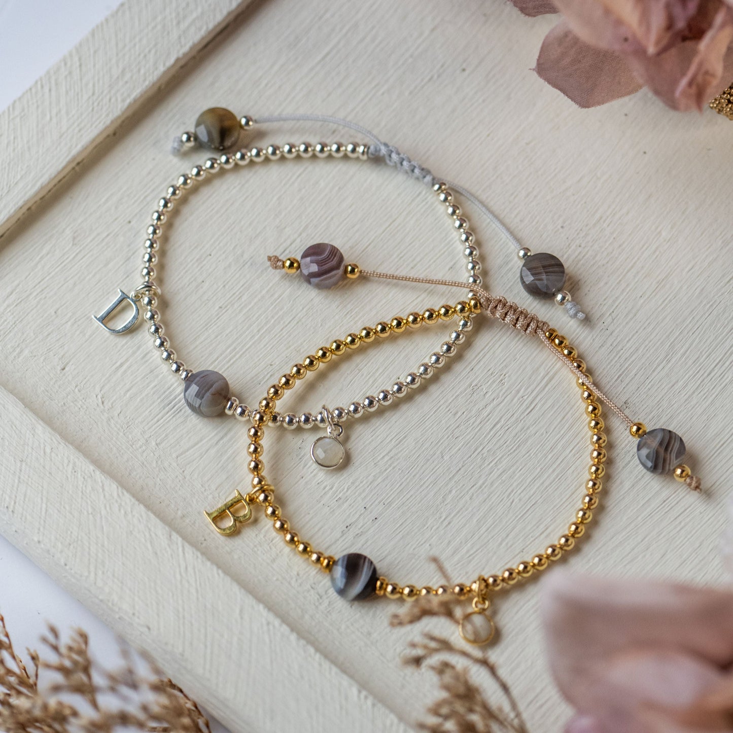 Quincey Initial Charm Bracelet in Gold Vermeil