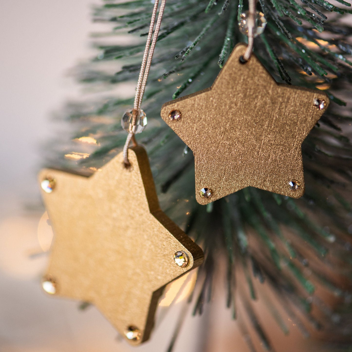 Metallic Gold Crystal Stars Set of 2 - 4cm and 5 cm