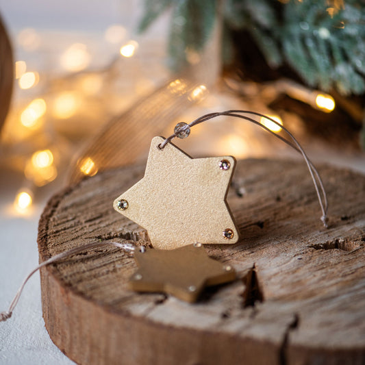 Metallic Gold Crystal Stars Set of 2 - 4cm and 5 cm