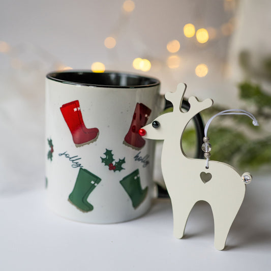 Holly Jolly Mug and Reindeer Gift