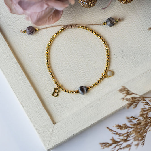 Quincey Initial Charm Bracelet in Gold Vermeil