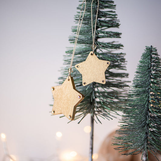 Metallic Gold Crystal Stars Set of 2 - 4cm and 5 cm